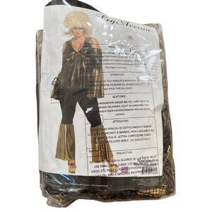 Leg Avenue Disco Halloween Costume Gold Black Bell Bottom Women Plus 3X/4X